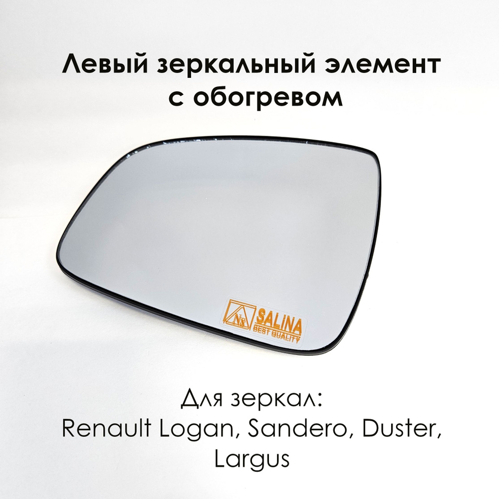 Левый зеркальный элемент Рено Логан/Renault Logan, Сандеро/Sandero, Дастер/Duster, Ларгус/ Largus нейтральный #1