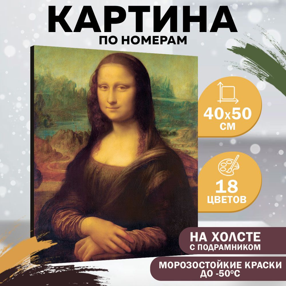 Картина по номерам Школа талантов "Мона Лиза" Леонардо да Винчи 40х50 см / на холсте / с подрамником #1