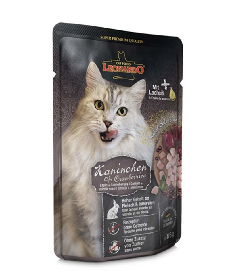 Leonardo Rabbit + Cranberries - Влажный корм для кошек с кроликом и клюквой , 85гр*16 шт.  #1