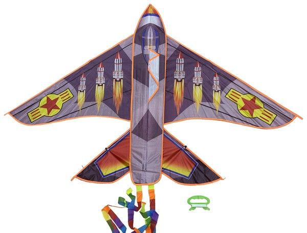 Воздушный змей "Самолёт" 2 цв. в ассорт., размер в собранном виде: 155-105 см, лента 145 см, в/п 85*2*2 #1