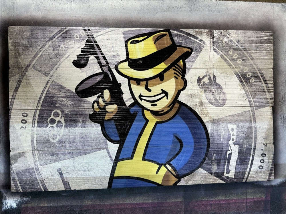 Табличка на досках Fallout Vault Tec 3 36х60 см #1