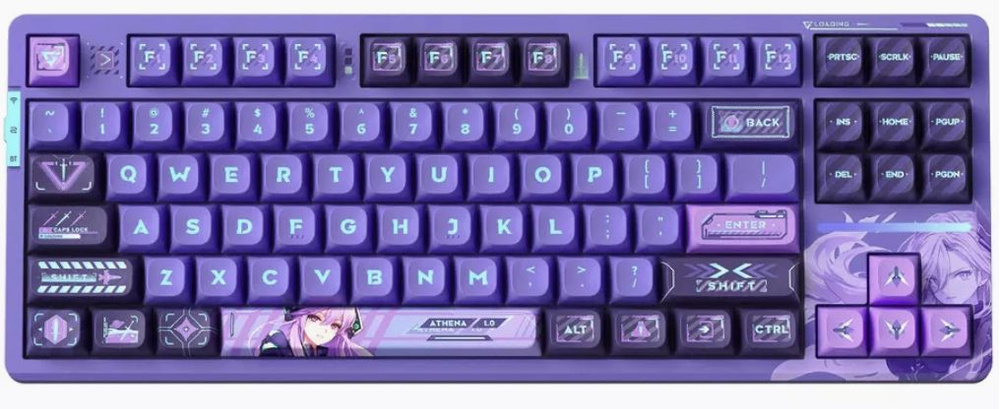 VGN Игровая клавиатура беспроводная V87 PRO Athena, Английская раскладка, фиолетовый  #1