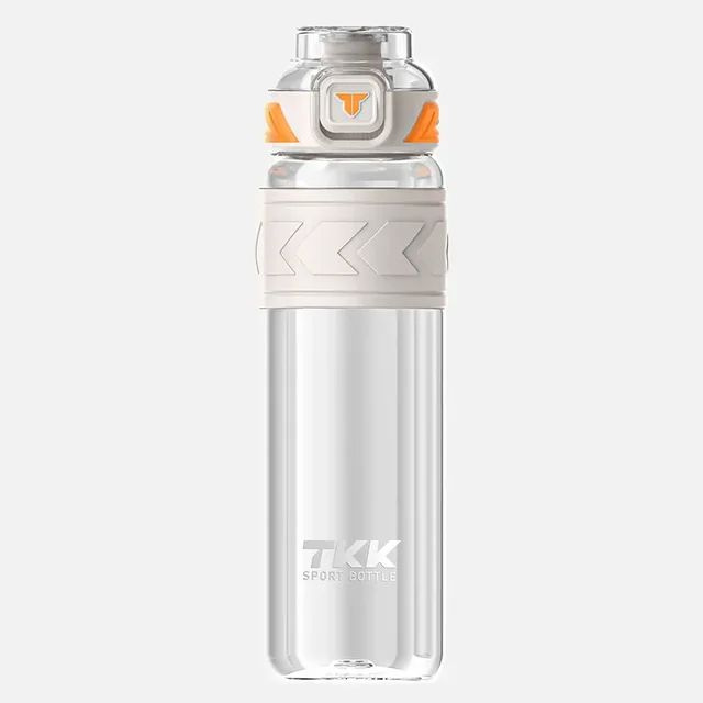 Спортивная фитнес бутылка фляга для воды TKK Premium из тритана с трубочкой, 1000 мл, прозрачная  #1