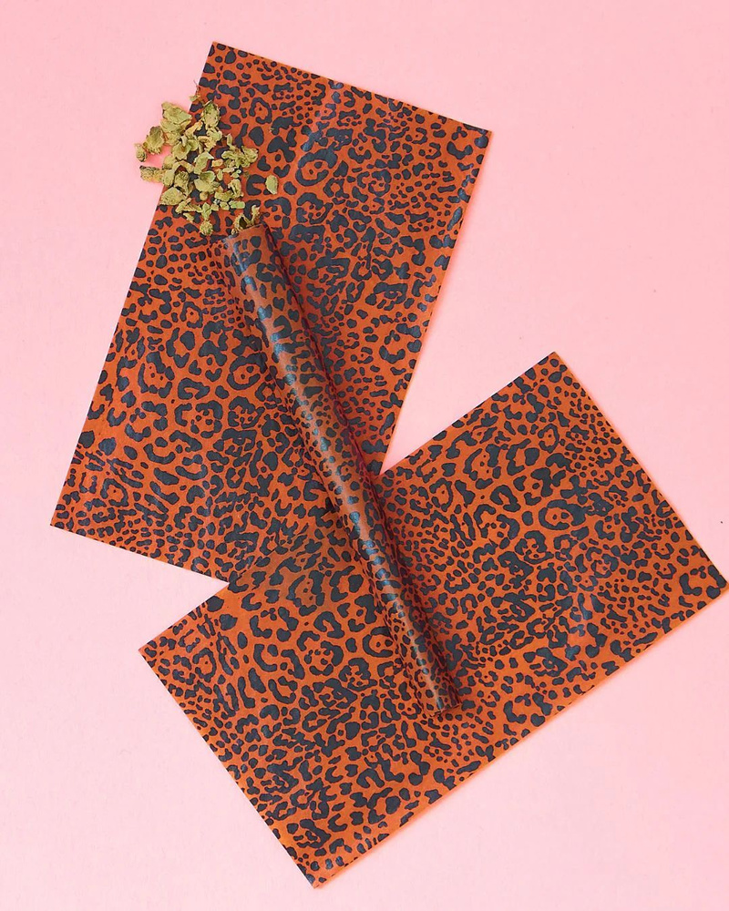 Бумага упаковочная тишью принт Леопард, 8 листов, 50х35 см.  #1