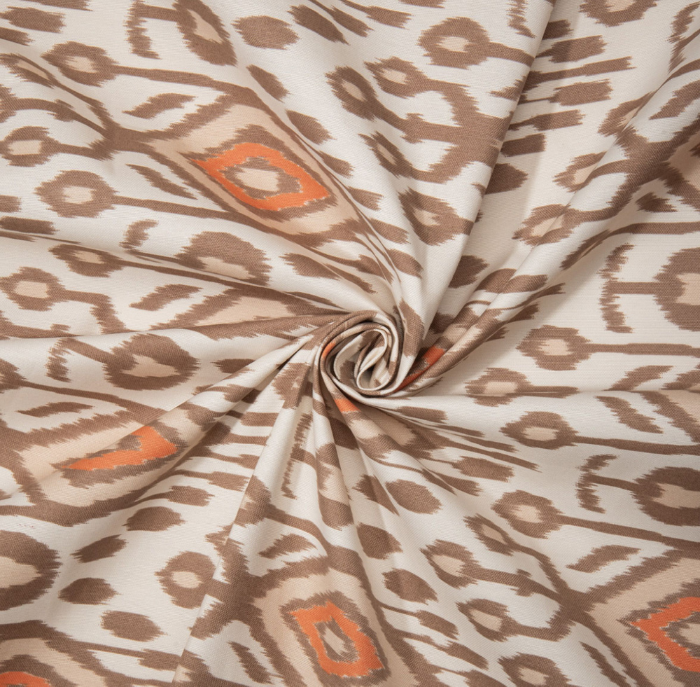 Ткань DUCK с водоотталкивающей пропиткой, 100х180 см, принт Наскальные иероглифы цвет коричневый  #1