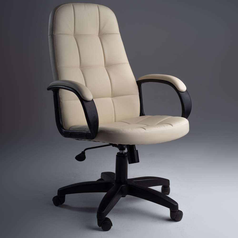 Office Lab Офисное кресло, Экокожа, кремовый с мягкими подлокотниками  #1