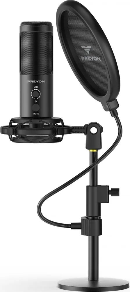 Микрофон игровой (для стриминга) PREYON USB Buzzard Scream (PBS43B), черный  #1