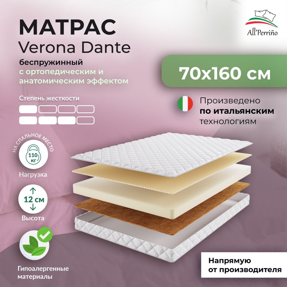 Матрас All'Perrino Verona Dante беспружинный 10 70х160 #1