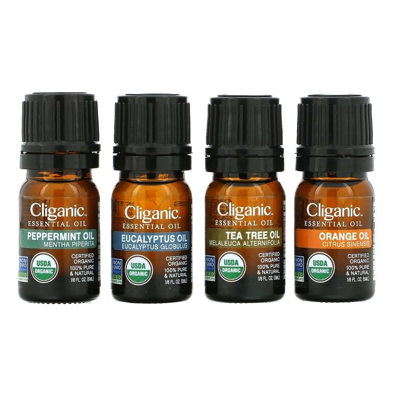 Cliganic, Essential Oil, набор для ароматерапии, эфирные масла, 4 флакона  #1