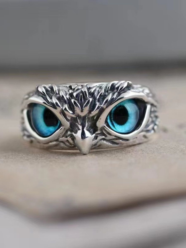 Кольцо Сова Букля незамкнутое необычное на фалангу цвет серебро безразмерное глаз унисекс филин  #1