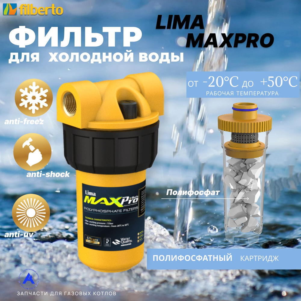 Универсальный полифосфатный фильтр Lima MaxPro (Filberto) для холодной воды  #1
