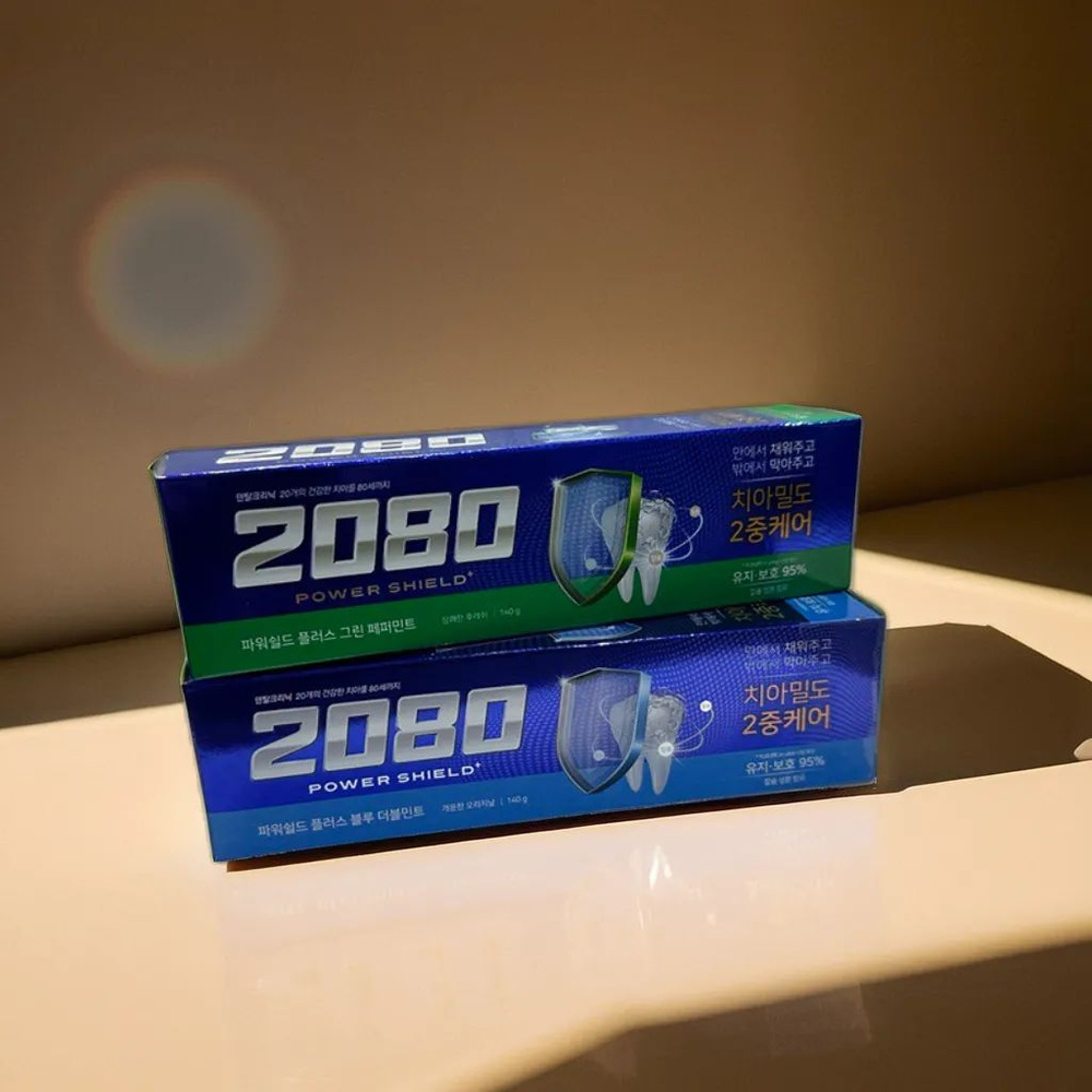 2080 Набор зубных паст для защиты зубов Blue Double Mint, Green Peppermint - 2 шт. по 140 г  #1