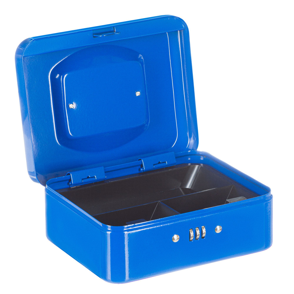 Ящик / сейф для денег SAFEBURG Keeper-25C Blue Gloss, металлический кэшбокс, тайник, шкатулка с кодовым #1