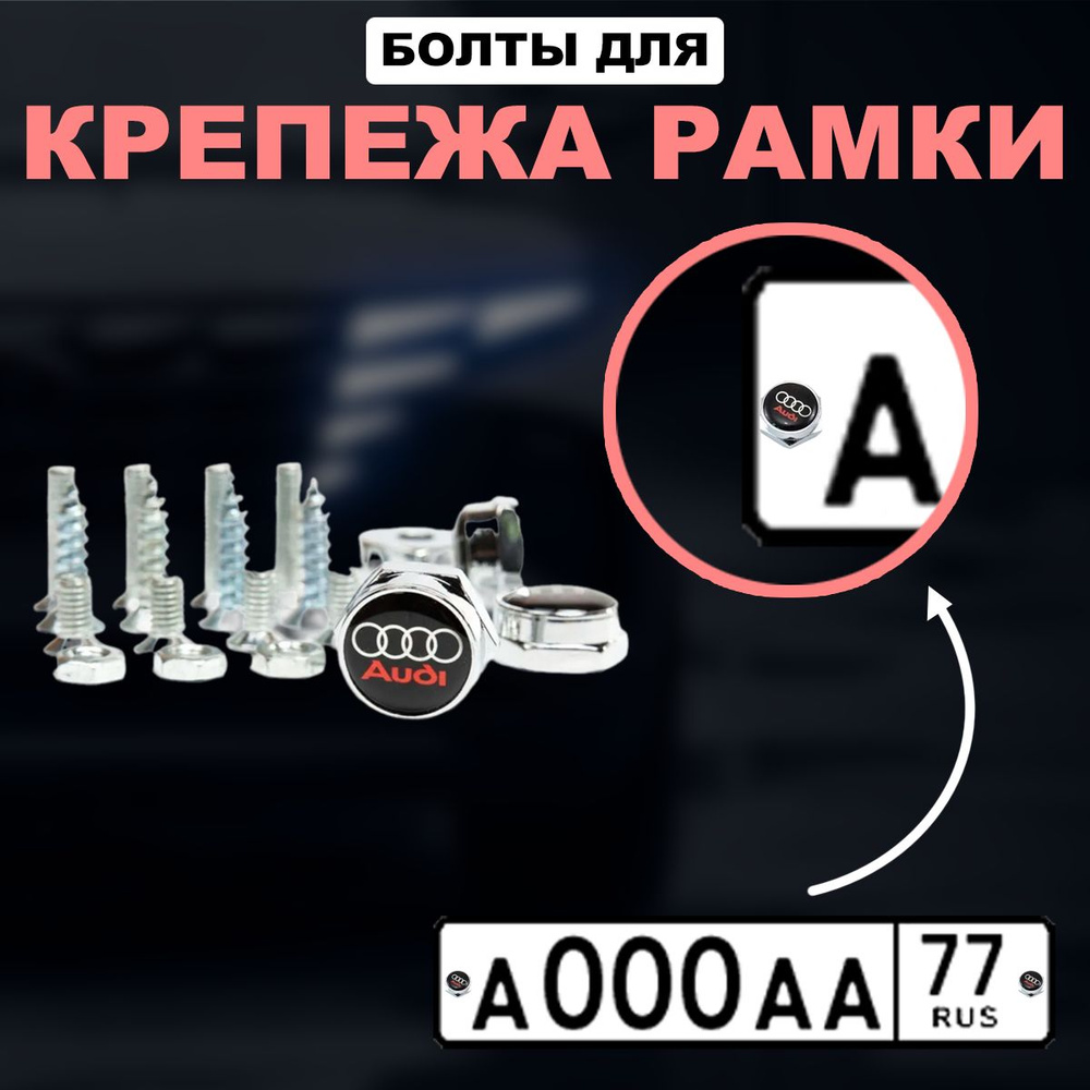 Болты крепления номерного знака с логотипом AUDI компл. 4 шт  #1