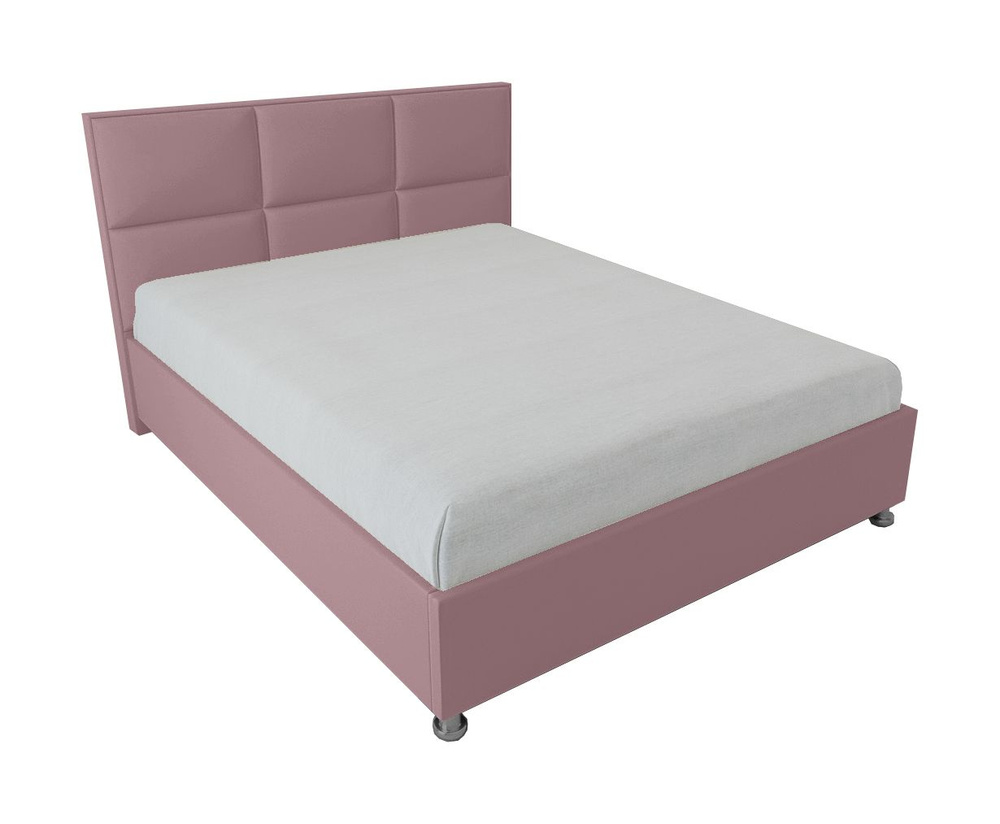 Двуспальная кровать Корсика с матрасом 180x200 основание металлическое с ламелями велюр розовый ножки #1