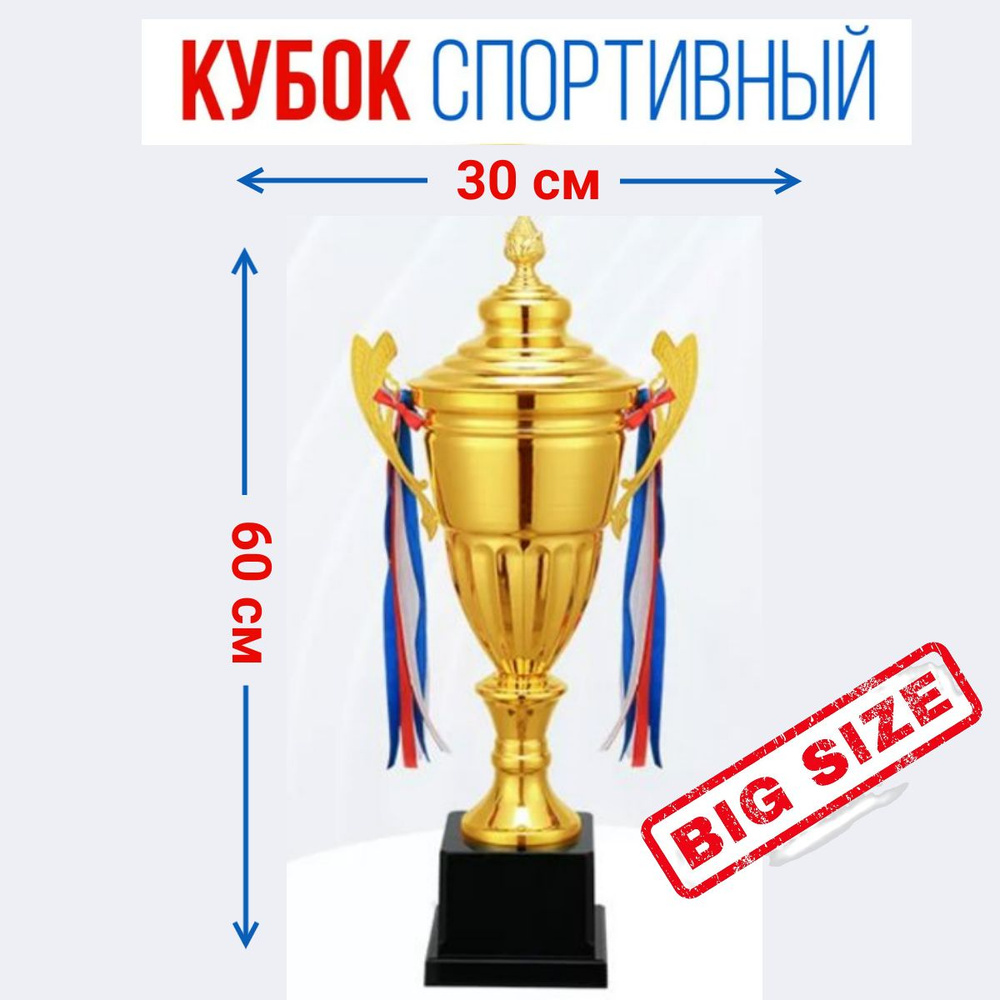 Кубок спортивный золотой металл для награждения высота 60 см  #1