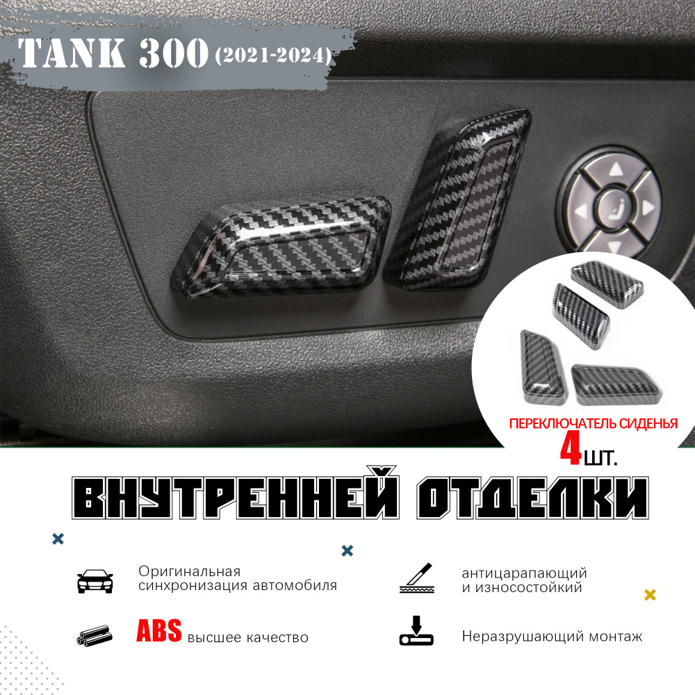 TANK Защита внешних частей автомобиля, Переключатель сиденья2021-2024 мм, 4 шт.  #1