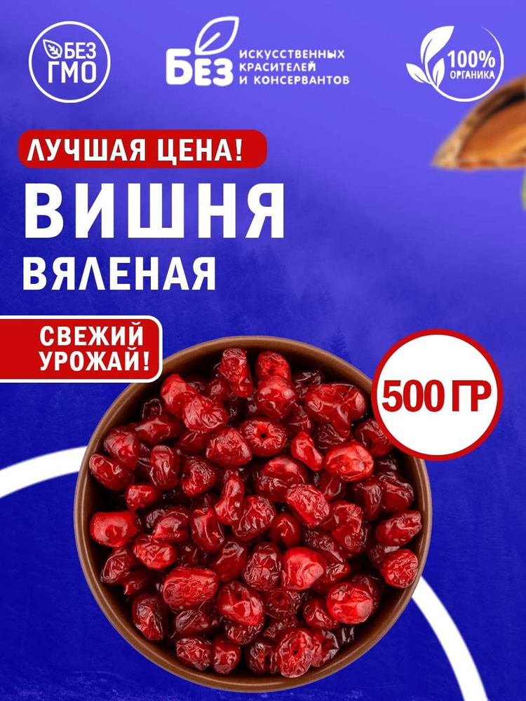 Вишня вяленая сушеная, ягоды сушеные 500 гр. #1