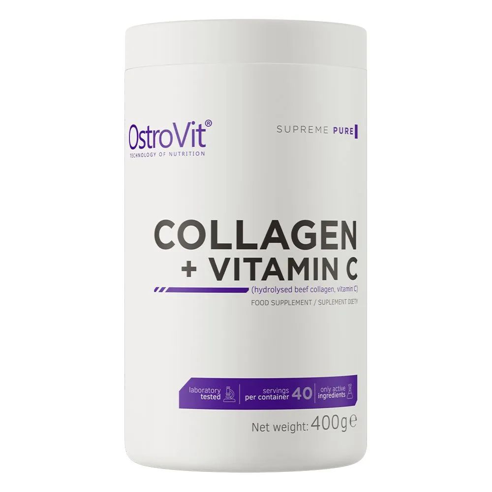 Коллаген говяжий с Витамином С Ostrovit Collagen + Vitamin C, порошок 400 г для костей, суставов и связок, #1