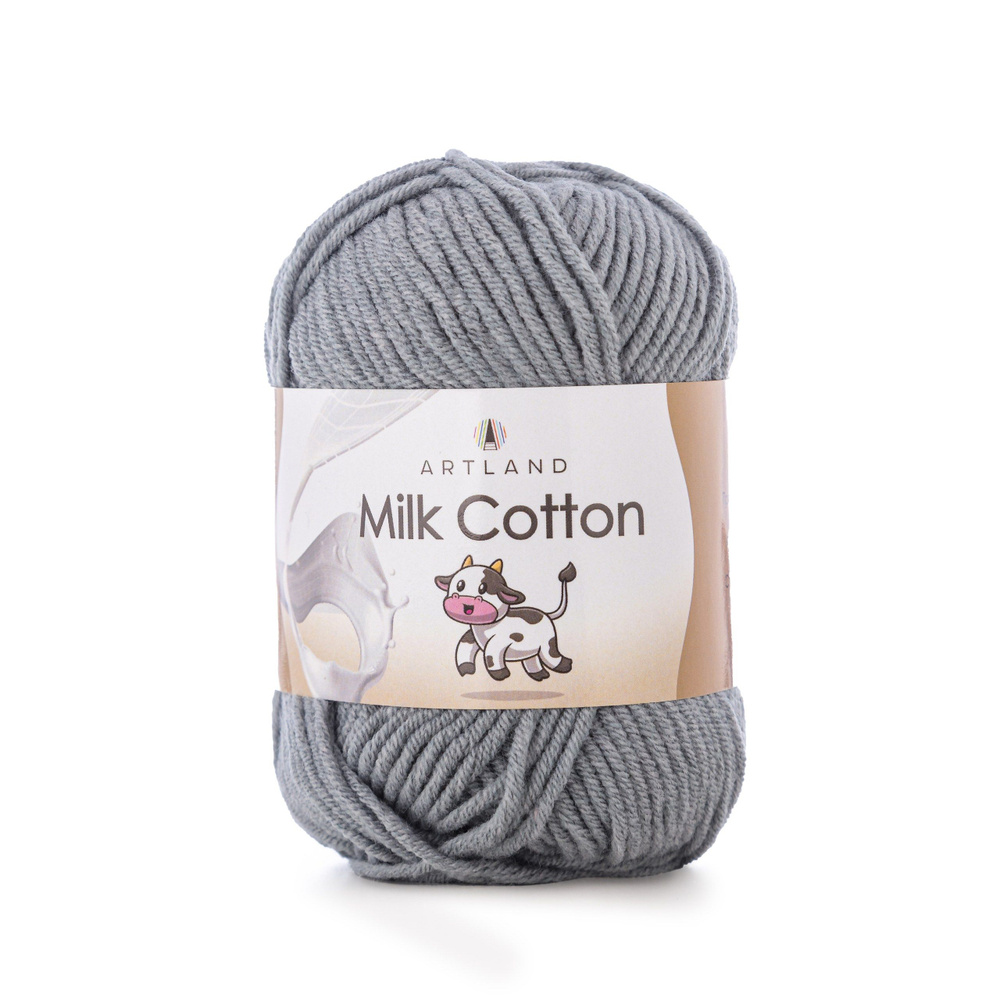 Пряжа Artland Milk Cotton 5 мотков (100 м, 50 гр), цвет 15 Серый / Пряжа летняя Артлэнд Милк Коттон 50% #1