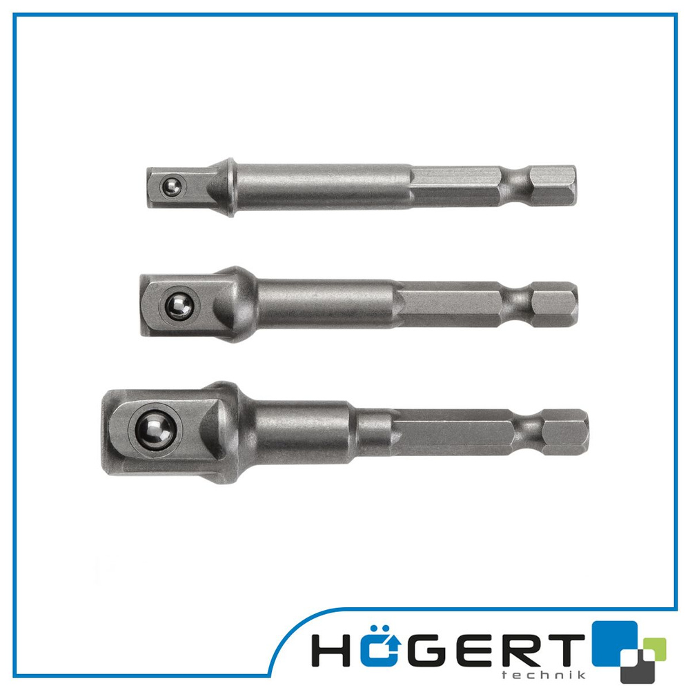 Набор адаптеров под шуруповерт для торцевых головок, 1/4", 3/8", 1/2", CrV - HOGERT TECHNIK  #1