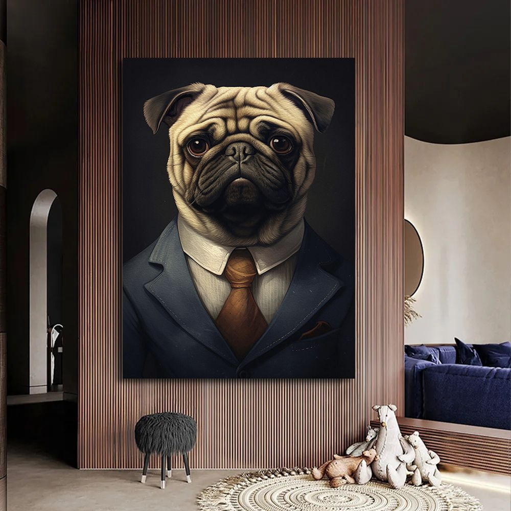 Картина мопс в галстуке, 60х80 см. #1