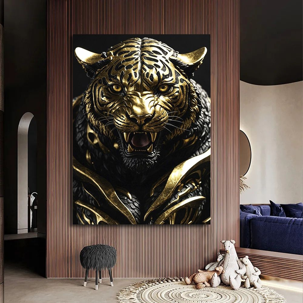 Картина с золотым тигром, 60х80 см. #1