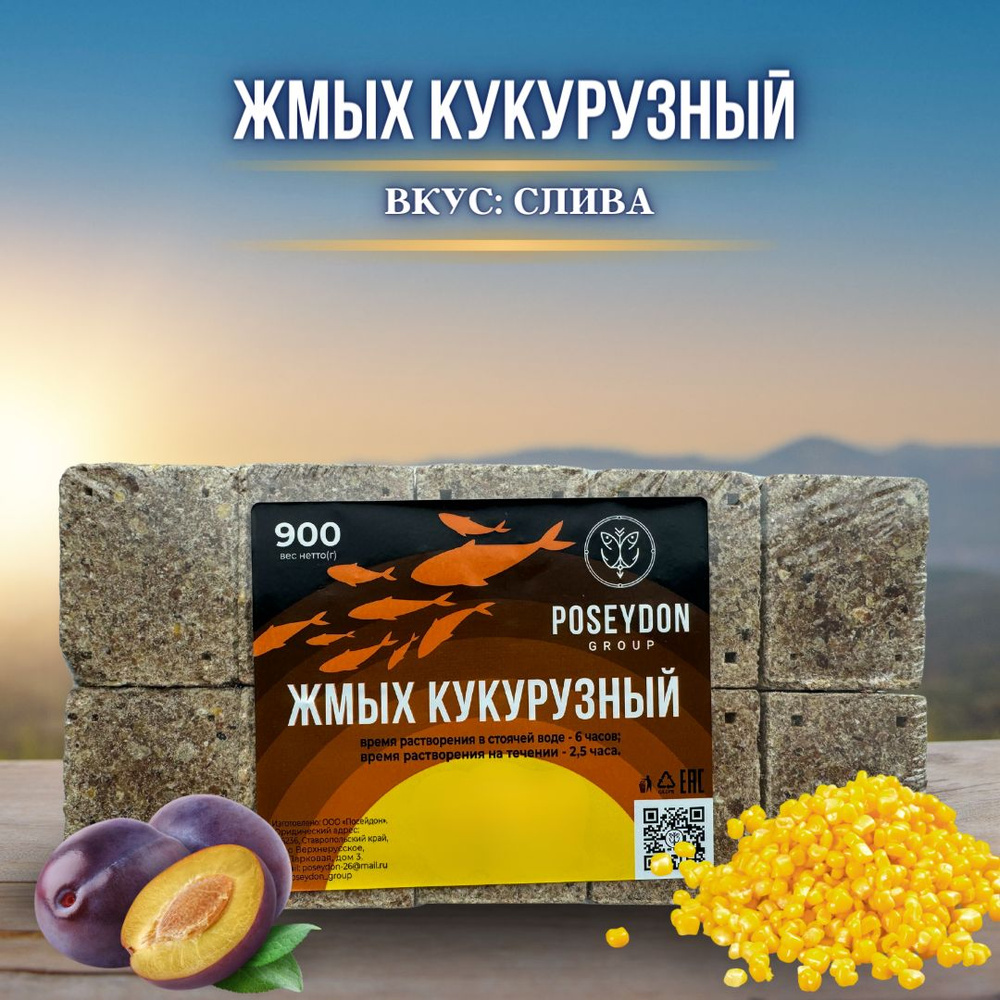 Жмых рыболовный кукурузный / прикормка рыболовная / макуха для рыбалки POSEYDON Слива 20 штук 900 грамм #1