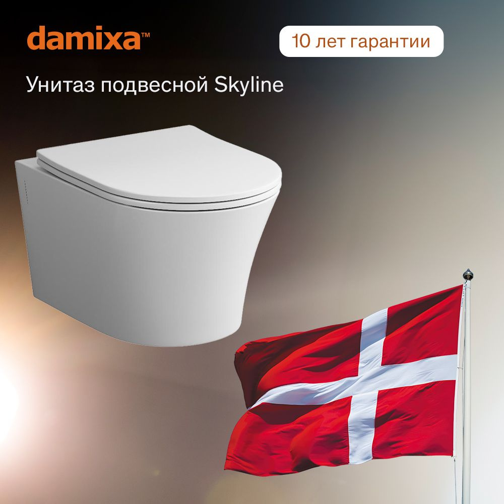 Унитаз подвесной Damixa Skyline DX35C1700SC безободковый, быстросъемное сиденье микролифт из дюропласта, #1