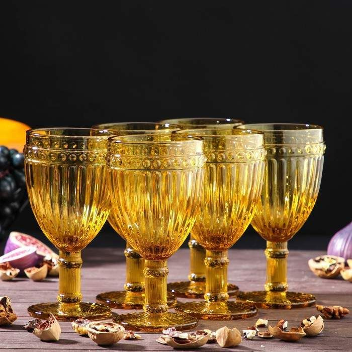 Набор бокалов стеклянных Magistro Босфор , 250 мл, 6 шт, цвет жёлтый (арт. 7385393)  #1