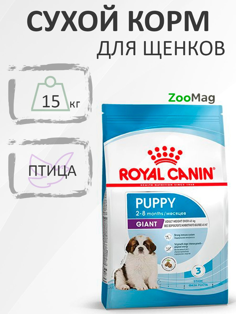 Royal Canin Giant Puppy / Сухой корм Роял Канин Джайнт Паппи для Щенков Гигантских пород в возрасте от #1