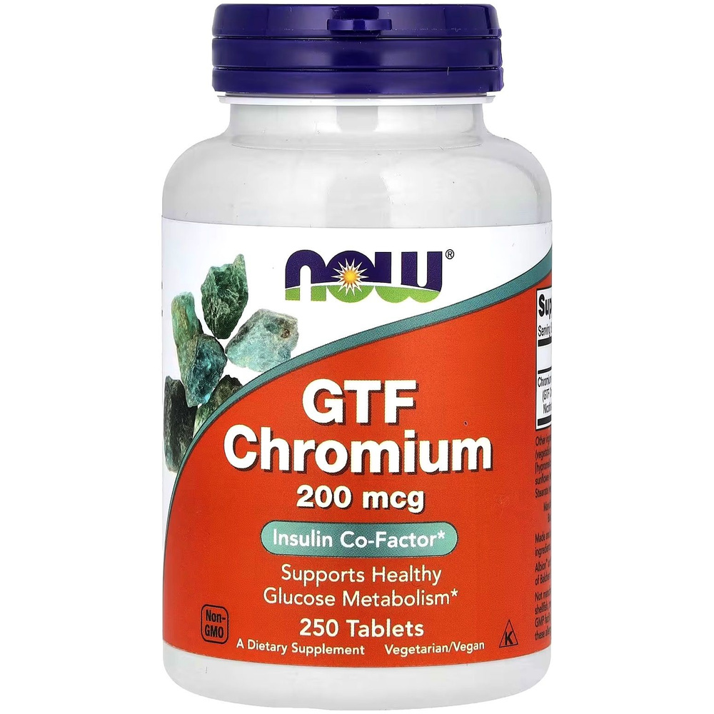 NOW GTF Chromium 200 mcg 250 tabs / Хром с фактором толерантности к глюкозе 200 мкг 250 таблеток NOW #1