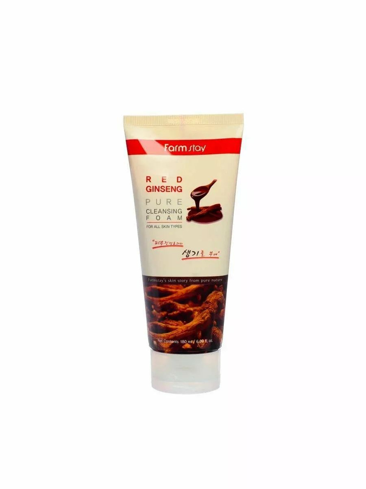 FARMSTAY Пенка для умывания лица очищающая с экстрактом женьшеня Red Ginseng Pure Cleansing Foam 180 #1