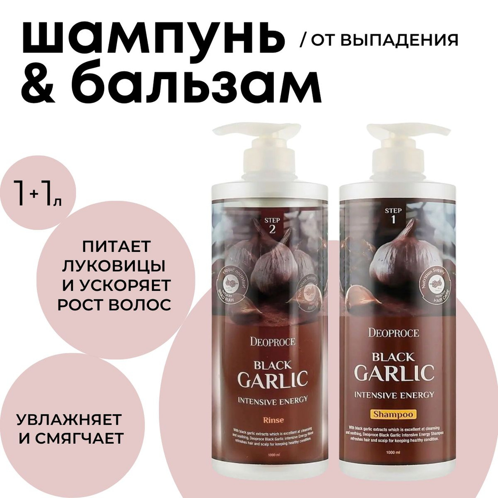 Deoproce Набор против выпадения волос Black Garlic Intensive Energy, Шампунь с экстрактом черного чеснока #1