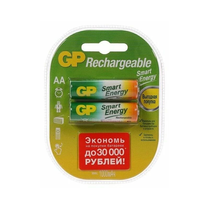 Аккумулятор (10шт) пальчиковый GP HR6 (AA) Ni-MH 1000mAh 1.2В (бл2) #1