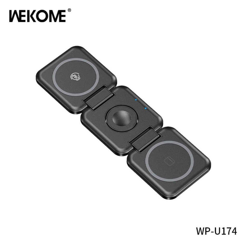 Беспроводное магнитное складное зарядное устройство 3 в 1 WEKOME WP-U174 black  #1