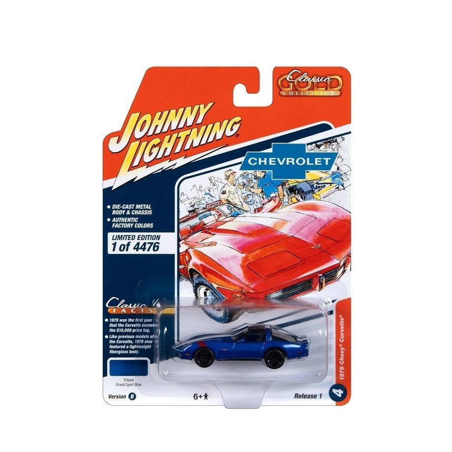 Игрушечная модель Johnny Lightning 1:64 1979 Chevrolet Corvette - Tribute Grand Sport Blue  #1