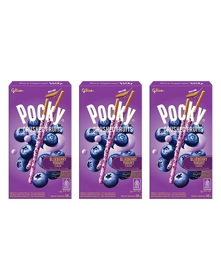 Палочки Pocky Crushed Fruits со вкусом черничного йогурта и кусочками фруктов, 3 уп по 38 гр  #1