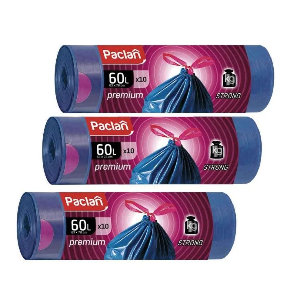 Paclan Premium Пакеты для мусора 60 л, 30 шт. (3 упаковки) двухслойные  #1