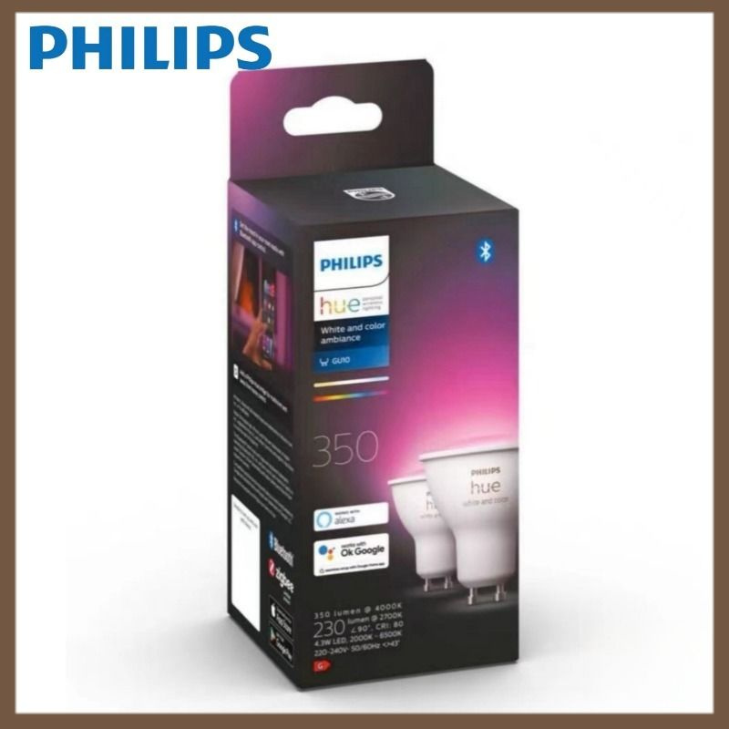 Philips Умная лампочка HueWCA 4.3W  GU10, 02 шт. #1