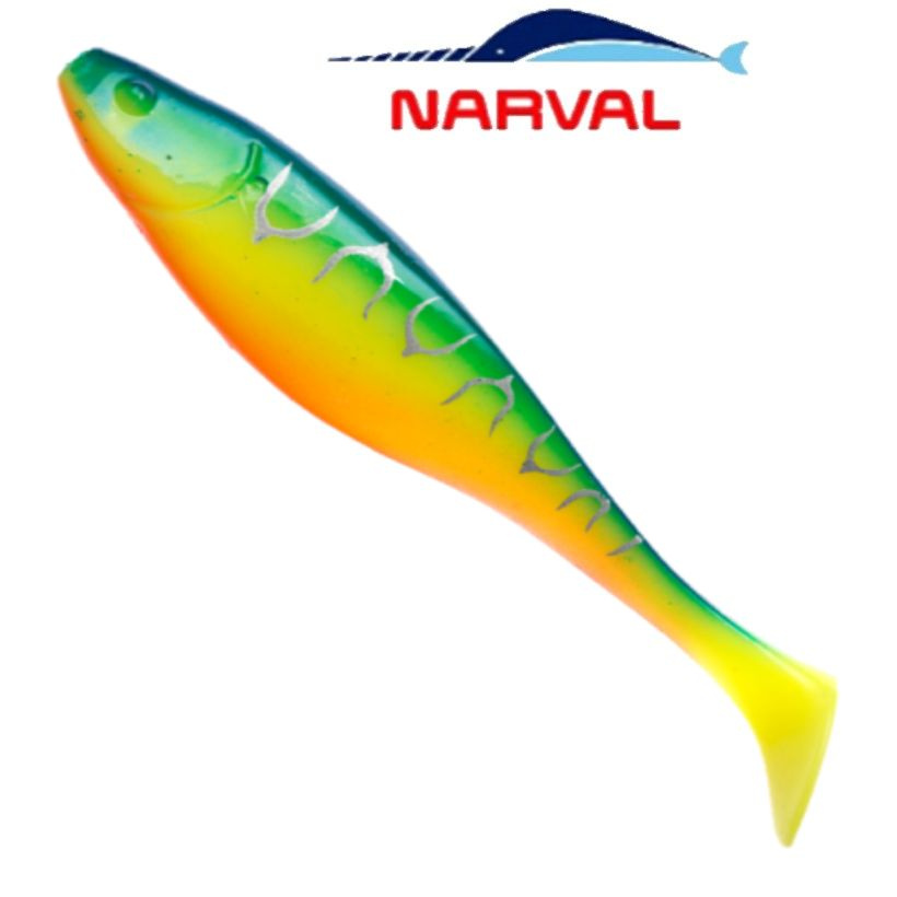 Приманка силиконовая Narval Commander Shad 14cm цв. #002 Blue Back Tiger / Виброхвост для джига на судака, #1