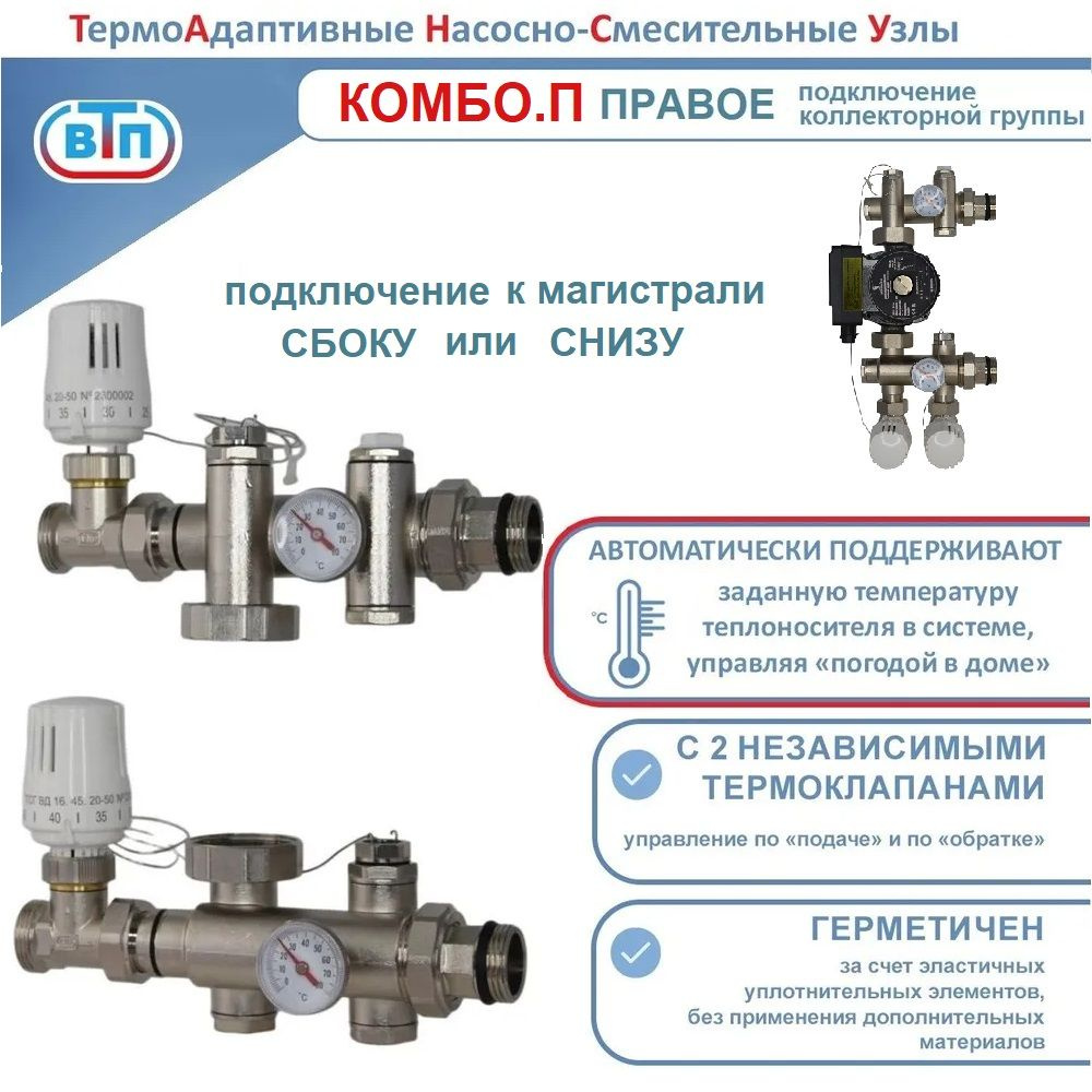 Термоадаптивный насосно-смесительный узел ТА НСУ КОМБО.П (коллектор подключается справа) ВТП  #1