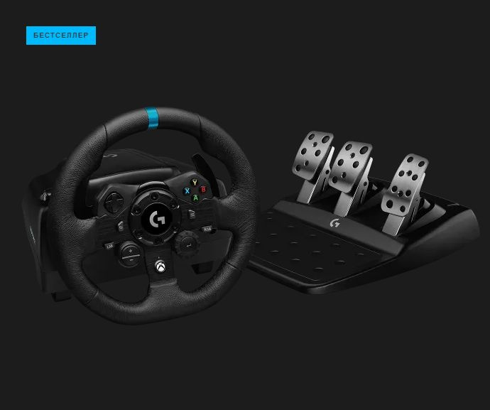 Контроллер для игровых симуляторов Logitech G923 (гоночный руль и педали для Xbox Series X/S, Xbox One #1