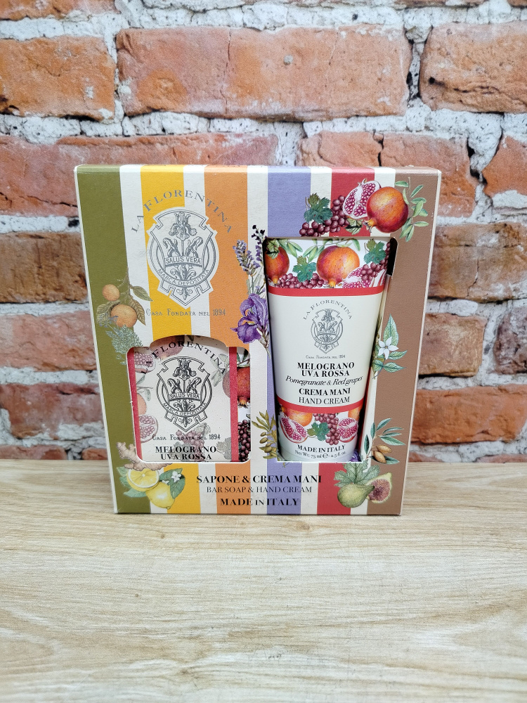 La Florentina Box Set Bar Soap & Hand Cream Pomegranate & Red Grapes Набор Мыло натуральное 106 гр + #1