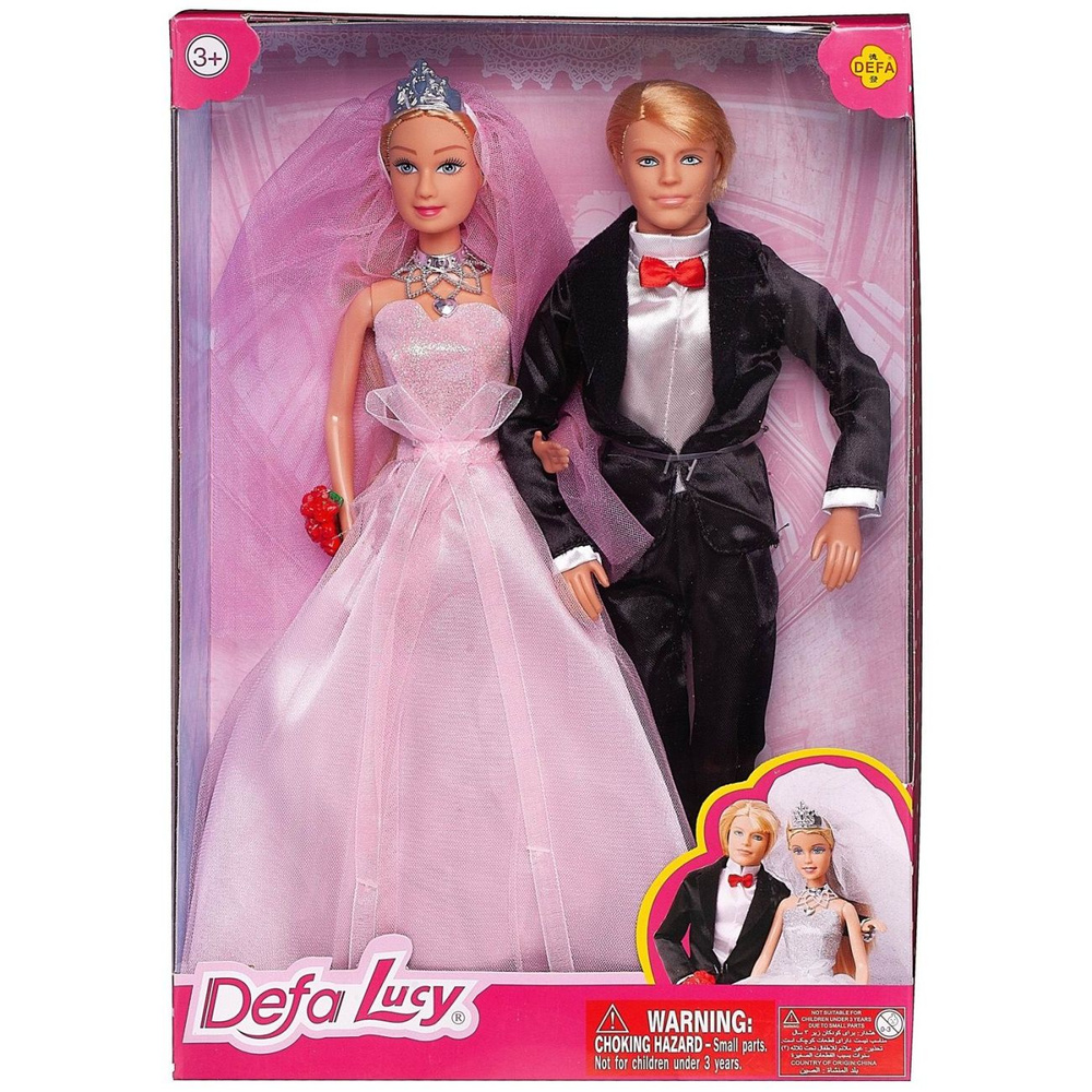 Игровой набор Defa Lucy Жених и невеста в розовом платье, 29 и 30 см 8305d/розовое  #1