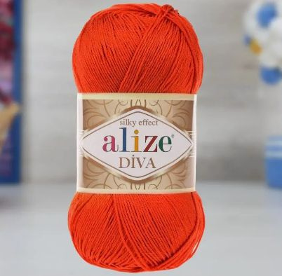 Пряжа ALIZE Diva Ализе Дива Летняя Микрофибра, 37 оранжевый, 100 гр, 350 м, 2 мотка  #1