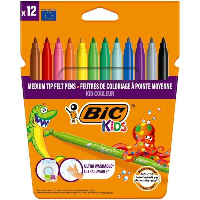 Фломастеры BIC Kids Kid Couleur, 12 цветов, 4 упаковки #1