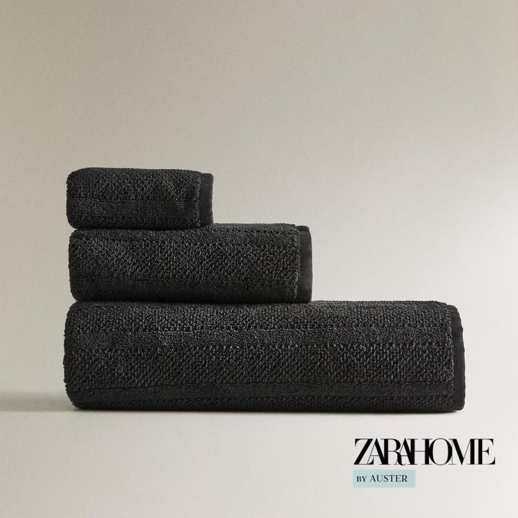 ZARA HOME Полотенце банное zara home - текстиль для ванной, Хлопок, 90x150 см, черно-серый, черный, 1 #1