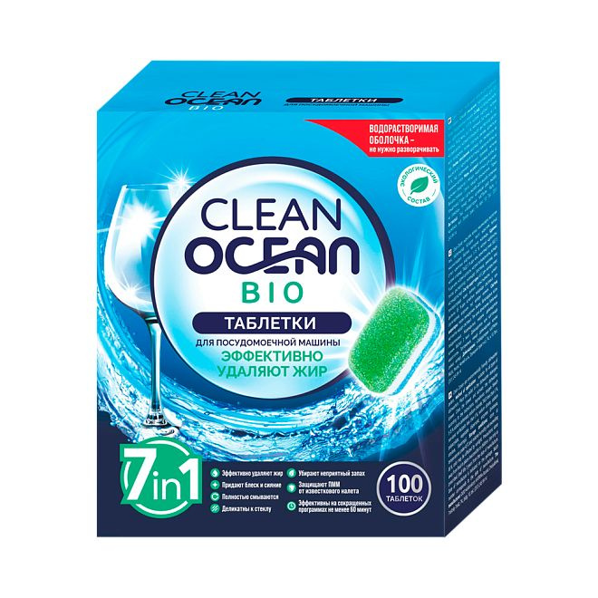 Лаборатория Катрин Ocean Clean bio таблетки для посудомоечных машин 100 шт (1800 г)  #1