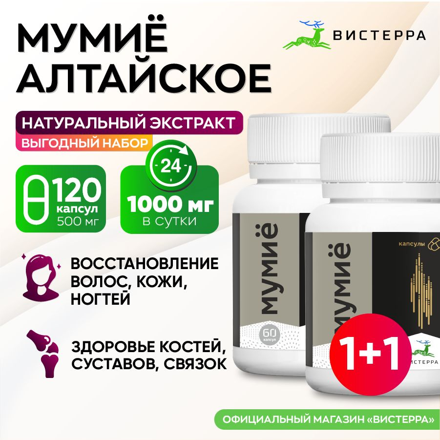 Мумиё Алтайское Вистерра экстракт, 500 мг, 120 капсул #1